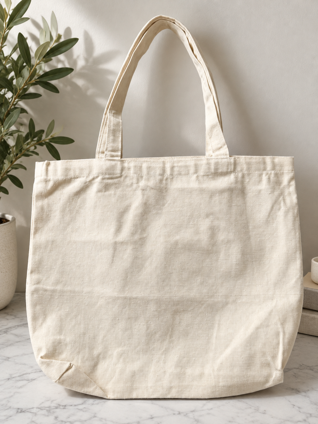 Set of 6 Natural 100% Cotton Tote Bags