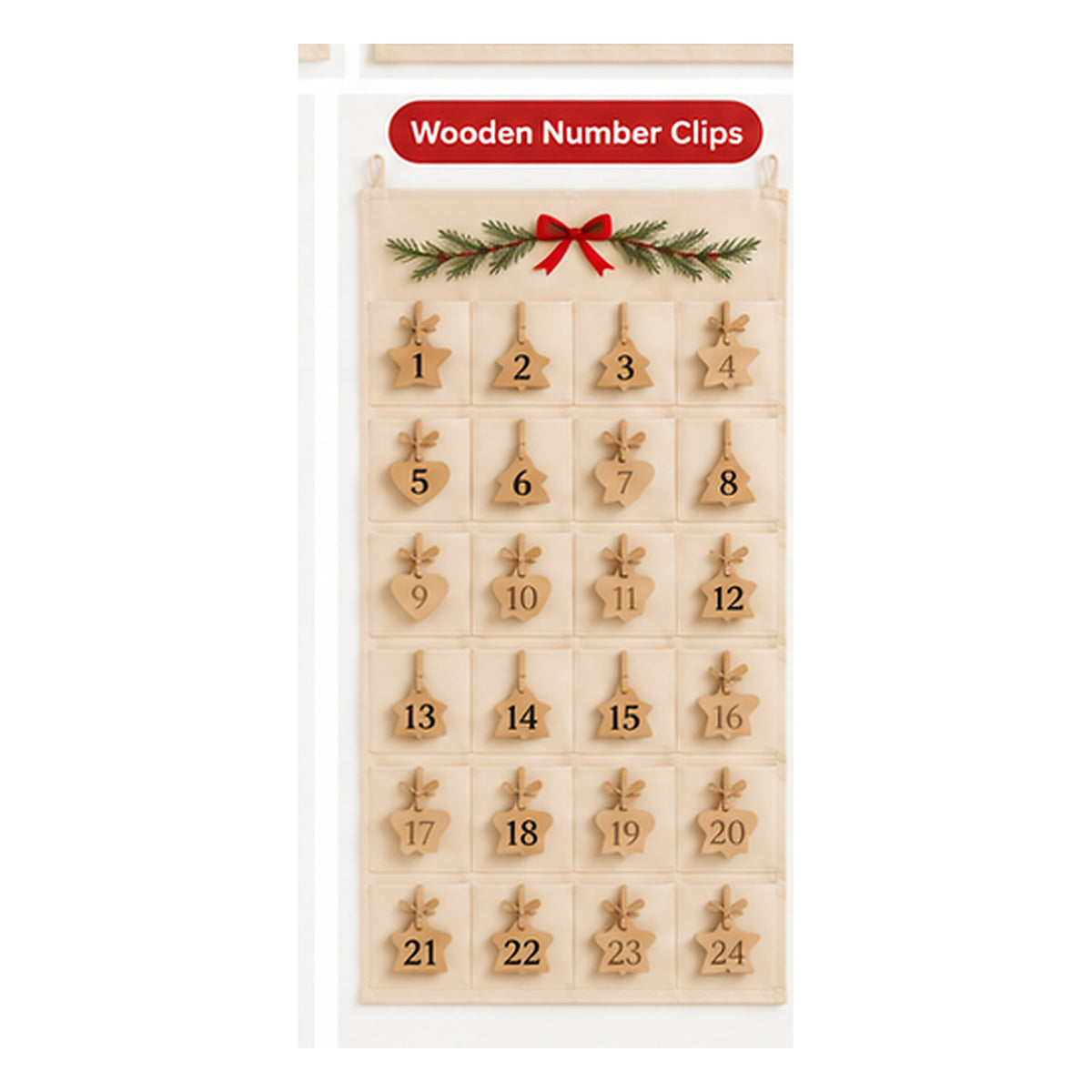 DIY Empty Christmas Advent Calendar | Cotton Canvas Wall Hanging Storage With 24 Pockets