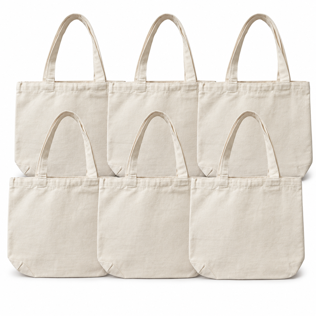 Set of 6 Natural 100% Cotton Tote Bags