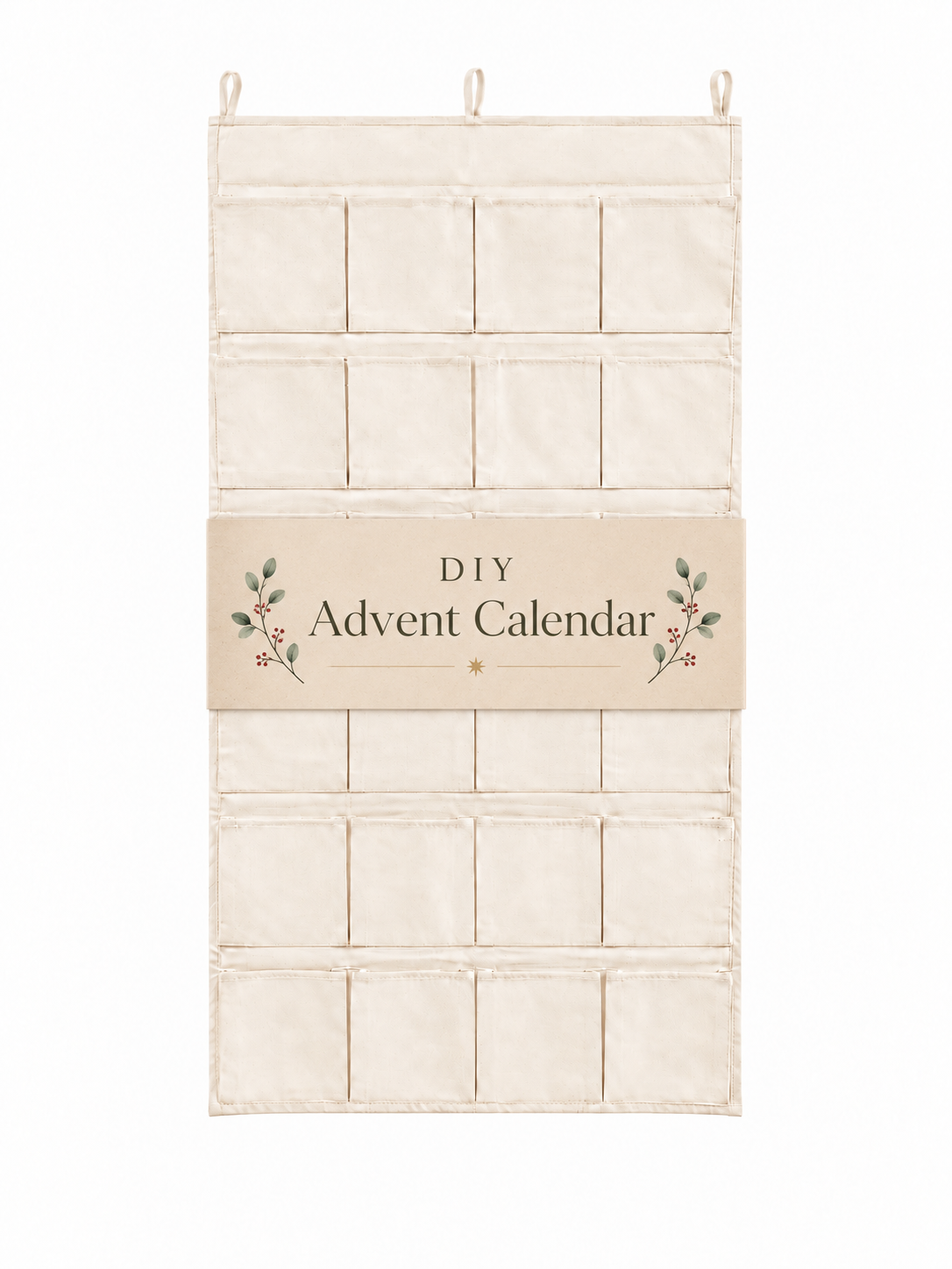 DIY Empty Christmas Advent Calendar | Cotton Canvas Wall Hanging Storage With 24 Pockets