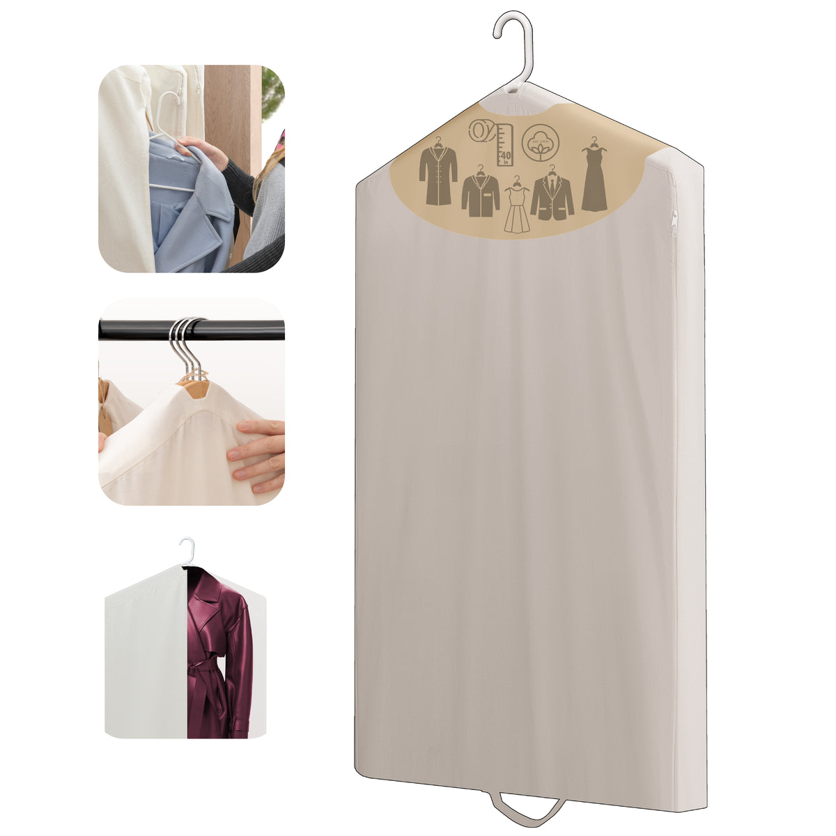 Forever Cotton's Luxury Unisex Canvas Garment Bag, for Suit and Coat Cover with 3-Inch Gusset, Breathable Clothing Storage Bag