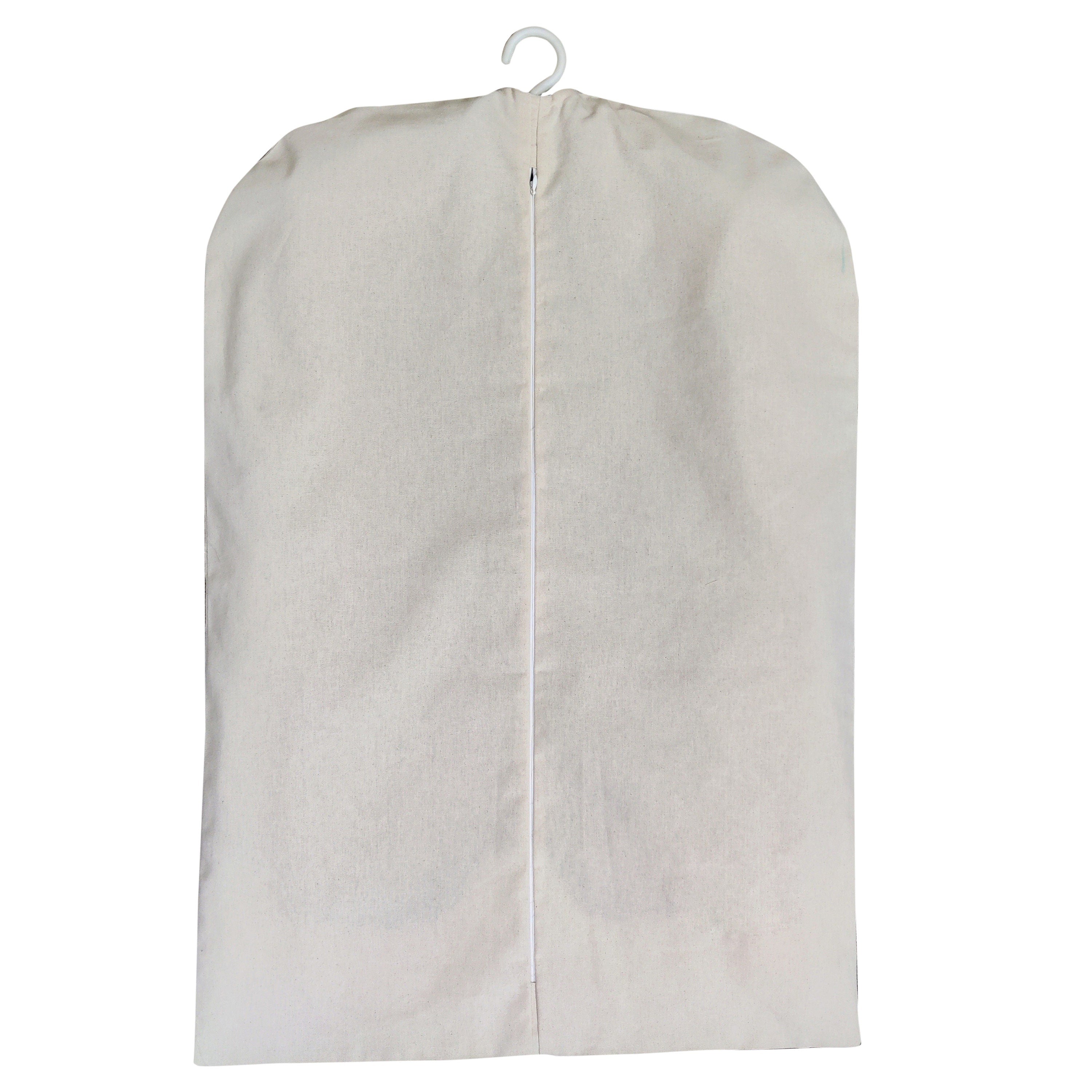 100% Cotton Canvas Garment Cover for Suits, Coats, Dresses; Travel Bag  (Large (24x48), Off-White)